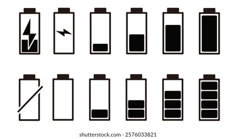 Icon set for battery charge indication.