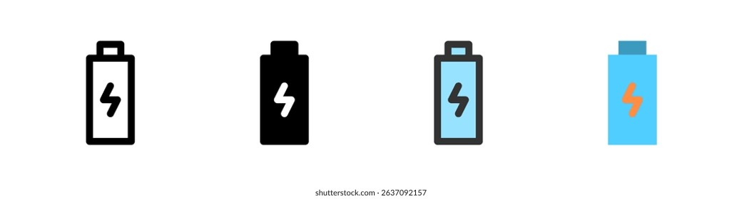 Icon set for battery charging. Ideal for devices, apps, or power management.