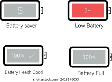 icon set battery icons new design for web and android mobile, iPhone  