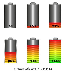 icon set battery. stylish colored vector illustration EPS 10