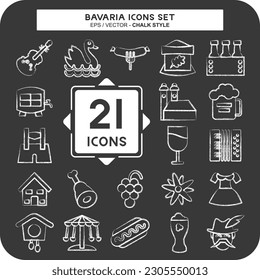 Icon Set Bavaria. suitable for education symbol. chalk Style. simple design editable