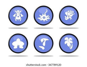 the icon set with beautiful different flowers.