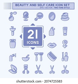 Icon Set Beauty and Self Care - Two Tone Style - Simple illustration, Editable stroke, Design template vector, Good for prints, posters, advertisements, announcements, info graphics, etc.