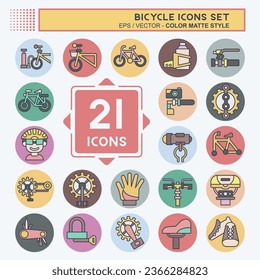 Icon Set Bicycle related to Hobby symbol. color mate style. simple design editable. simple illustration