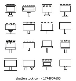 Icon set of billboard. Editable vector pictograms isolated on a white background. Trendy outline symbols for mobile apps and website design. Premium pack of icons in trendy line style.
