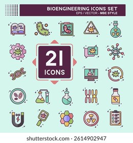 Icon Set Bioengineering. related to Bioengineering symbol. MBE style