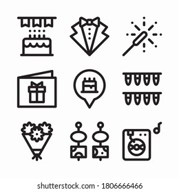Icon Set Birthday for different seasons Line