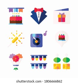 Icon Set Birthday for different seasons Color