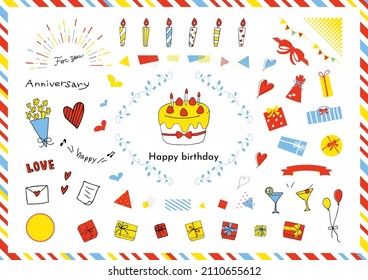 icon set of birthday illustrations
 woman's taste illustrations