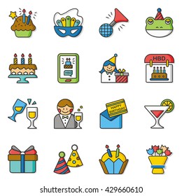 icon set birthday vector