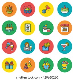 icon set birthday vector