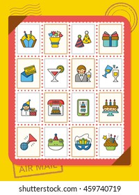 icon set birthday vector
