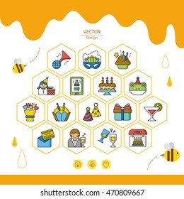 icon set birthday vector