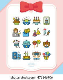 icon set birthday vector