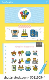 icon set birthday vector