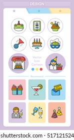 icon set birthday vector