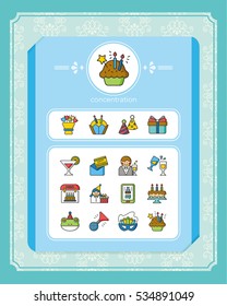 icon set birthday vector
