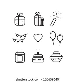 icon set birthday vector design