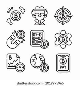 Icon Set Bitcoin für verschiedene Jahreszeiten Linie