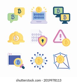 Juego de iconos Bitcoin para diferentes temporadas Línea