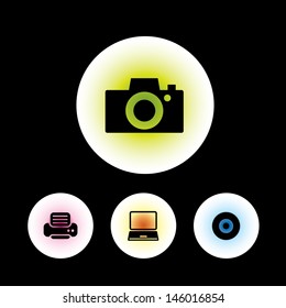 icon set in black background for use