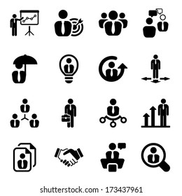 icon set in black for business & human resources.flat