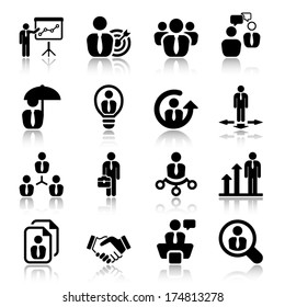 icon set in black for business & human resources.flat