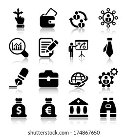 icon set in black for business & human resources.flat