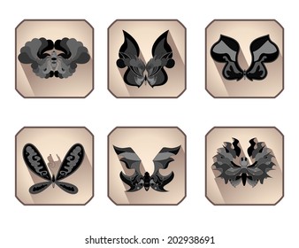 Icon set black butterfly