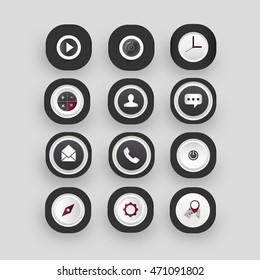 Icon set with black color can be used on mobile phone.