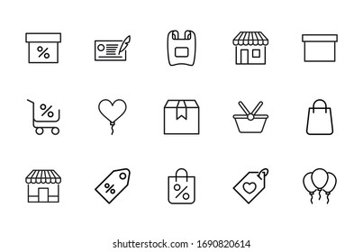 Icon set of Black Friday. Editable vector pictograms isolated on a white background. Trendy outline symbols for mobile apps and website design. Premium pack of icons in trendy line style.