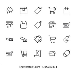 Icon set of Black Friday. Editable vector pictograms isolated on a white background. Trendy outline symbols for mobile apps and website design. Premium pack of icons in trendy line style.