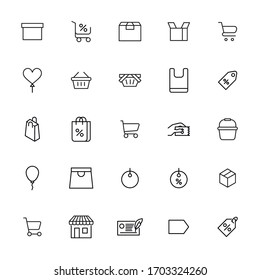 Icon set of Black Friday. Editable vector pictograms isolated on a white background. Trendy outline symbols for mobile apps and website design. Premium pack of icons in trendy line style.