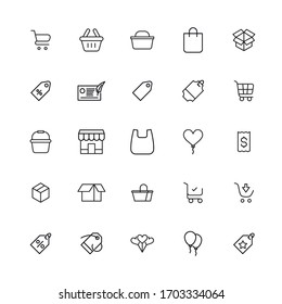 Conjunto de iconos de Viernes Negro. Pictogramas vectoriales editables aislados en un fondo blanco. Símbolos de diseño para aplicaciones móviles y diseño de sitios web. Paquete Premium de iconos en estilo de línea de moda.