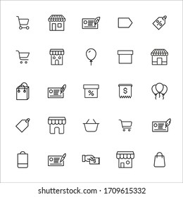 Icon set of Black Friday. Editable vector pictograms isolated on a white background. Trendy outline symbols for mobile apps and website design. Premium pack of icons in trendy line style.