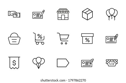 Icon set of Black Friday. Editable vector pictograms isolated on a white background. Trendy outline symbols for mobile apps and website design. Premium pack of icons in trendy line style.