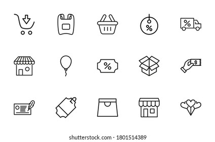 Icon set of Black Friday. Editable vector pictograms isolated on a white background. Trendy outline symbols for mobile apps and website design. Premium pack of icons in trendy line style.