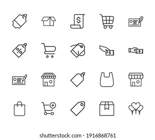 Icon set of Black Friday. Editable vector pictograms isolated on a white background. Trendy outline symbols for mobile apps and website design. Premium pack of icons in trendy line style.