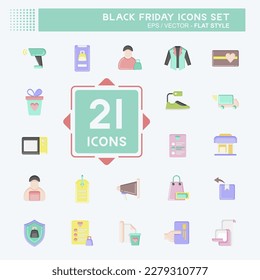 Icon Set Black Friday. related to Education symbol. shopping. simple illustration