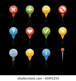 Icon Set in Black - GPS and Navigation. . Vector Icon set