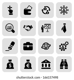 icon set in black with a square for business and human resources