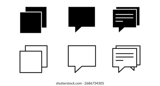 Icon Set Black and White Communication Bubbles and Documents