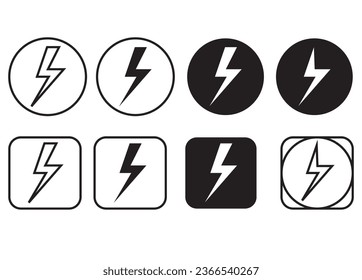 icon set , black and white , set of electricity icons 