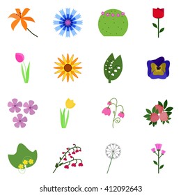 Icon set blossom. Vector flower.