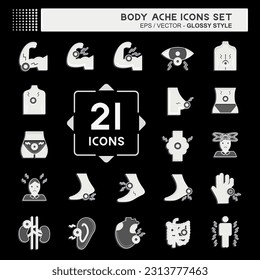 Icon Set Body Ache. related to Healthy symbol. glossy style. simple design editable. simple illustration
