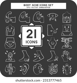 Icon Set Body Ache. related to Healthy symbol. chalk Style. simple design editable. simple illustration
