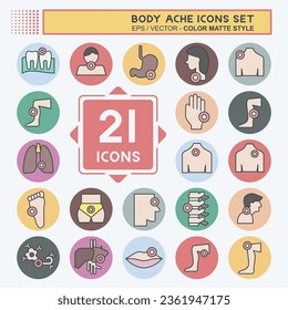 Icon Set Body Ache. related to Healthy symbol. color mate style. simple design editable. simple illustration