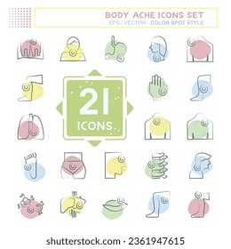 Icon Set Body Ache. related to Healthy symbol. Color Spot Style. simple design editable. simple illustration