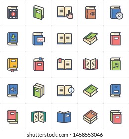 Icon Set - Book Full Color Outline Stroke Vector Illustration