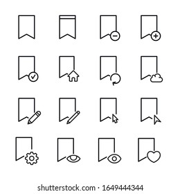 Icon set of bookmark. Editable vector pictograms isolated on a white background. Trendy outline symbols for mobile apps and website design. Premium pack of icons in trendy line style.